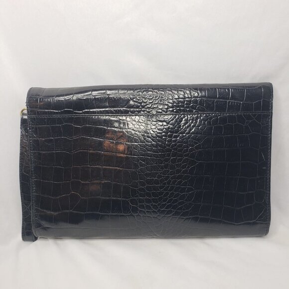 Vtg Valerie Stevens Genuine Leather Clutch, Embossed Reptile Pattern, Anti-theft - Picture 4 of 6